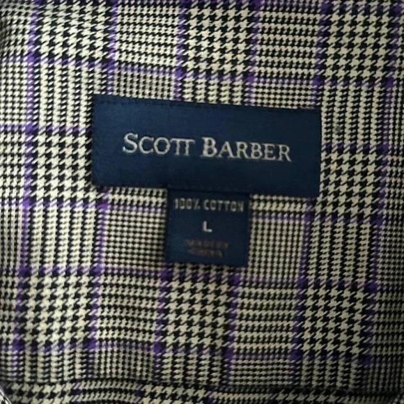 Scott Barber Shirt Mens Large Brown Plaid Long Sleeve Casual Office Button Front - Picture 8 of 12